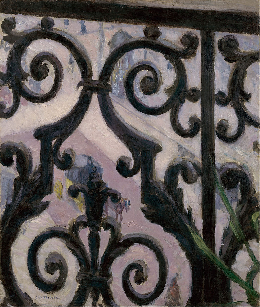 Vue prise à travers un balcon, Gustave Caillebotte, 1880, Amsterdam, Van Gogh Museum